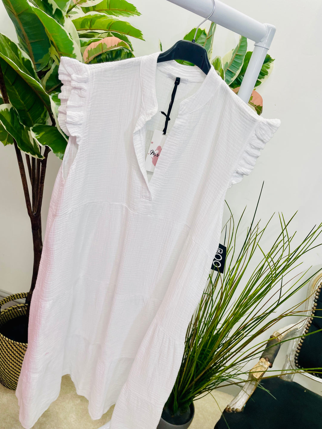 LADIES CHEESECLOTH SMOCK SUMMER MIDI DRESS - LEMON, WHITE, PINK, NAVY, BLUE, KHAKI, BEIGE