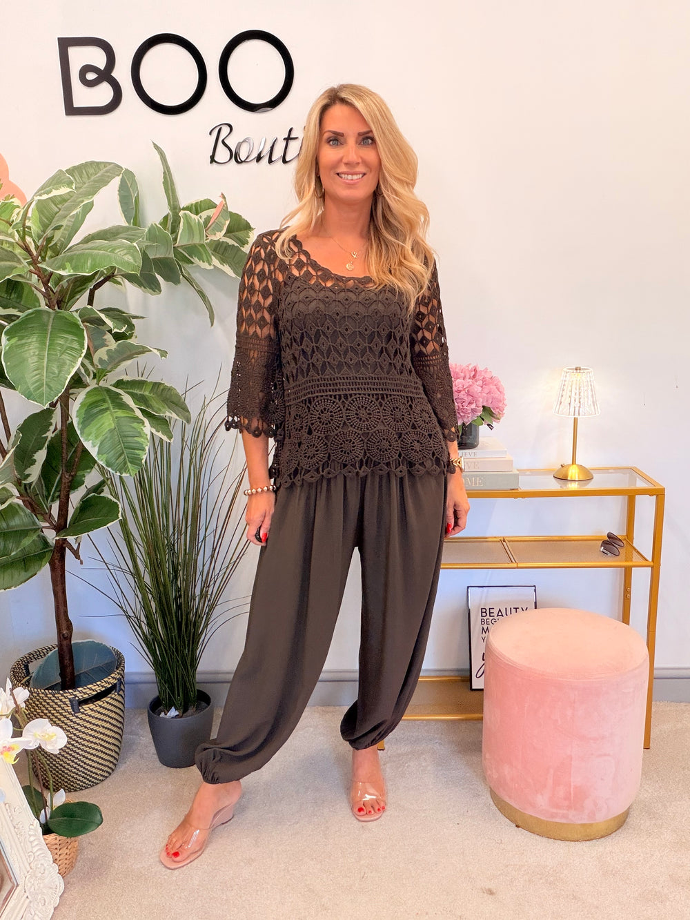 Ladies Harem Balloon Leg Summer Trousers - Black, Chocolate, Pink, Roya Blue & Navy