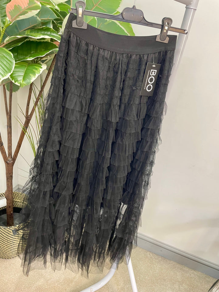 LADIES TULLE MAXI SKIRT - WINE, BROWN & BLACK