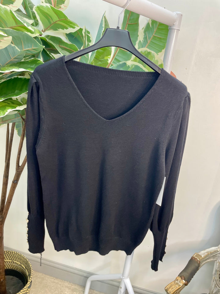 LADIES SOFT KNIT V NECK JUMPER - BLACK, BEIGE & BURGUNDY WINE