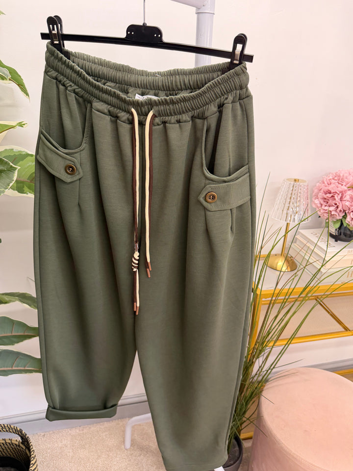 Ladies Fashion Casual Scuba Jogger Trousers - Wine, Mocha, Black & Khaki