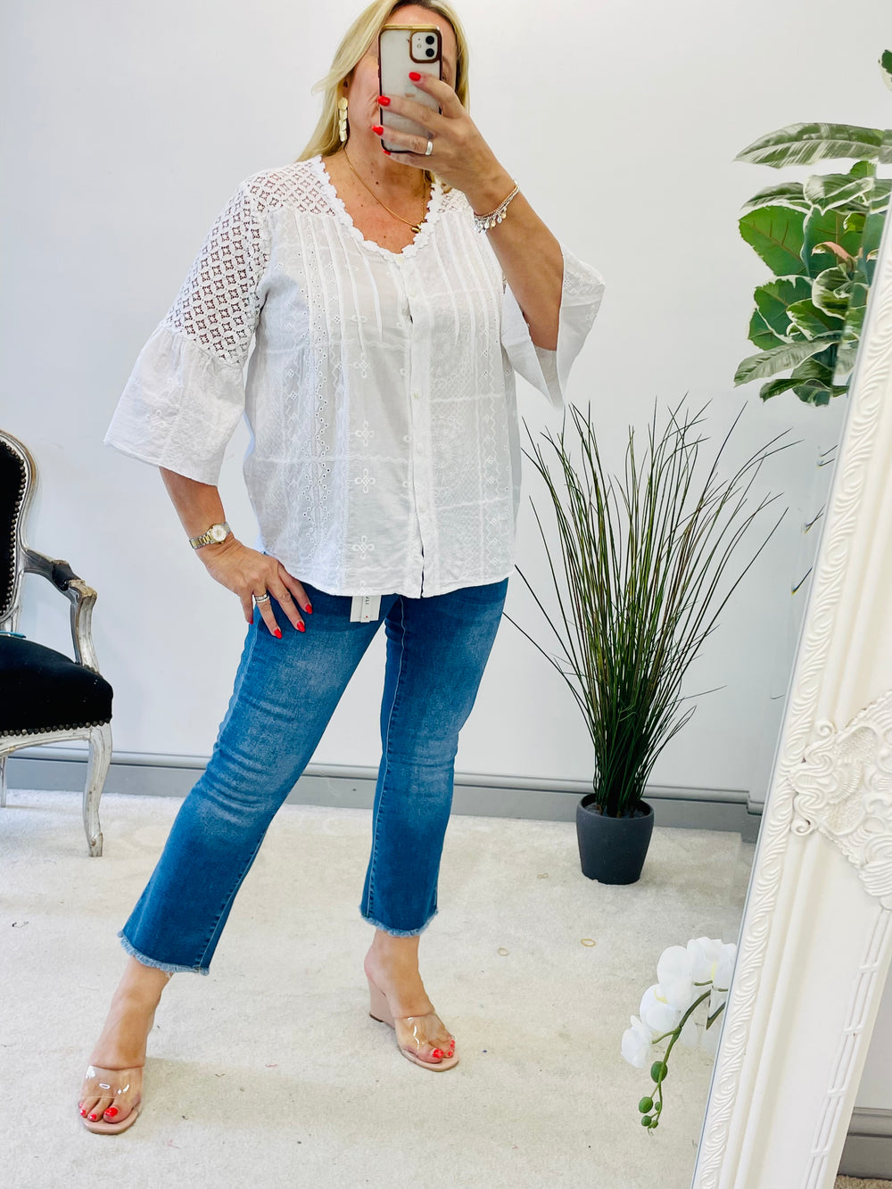 LADIES WHITE LACE CROCHET SUMMER TOP