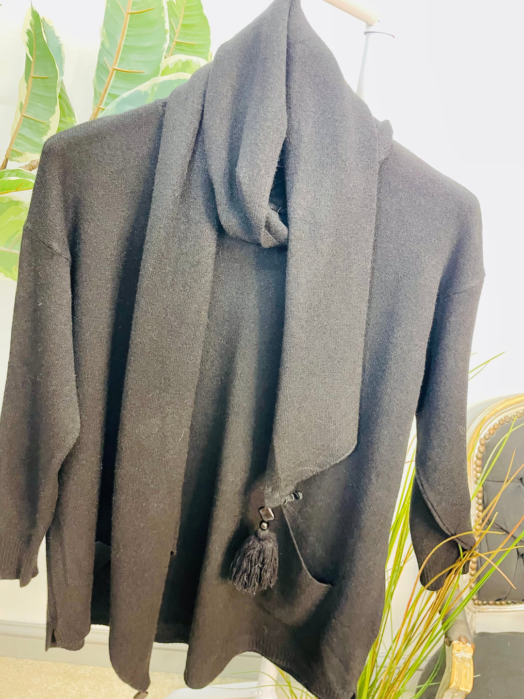 LADIES SOFT KNIT JUMPER & SCARF SET - BURGUNDY, BEIGE, BROWN & BLACK