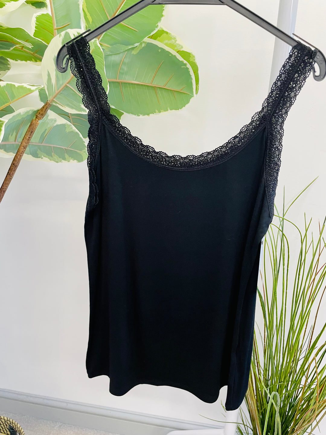 LADIES LACE EDGE SUMMER CAMI VEST TOP - 9 COLOURS