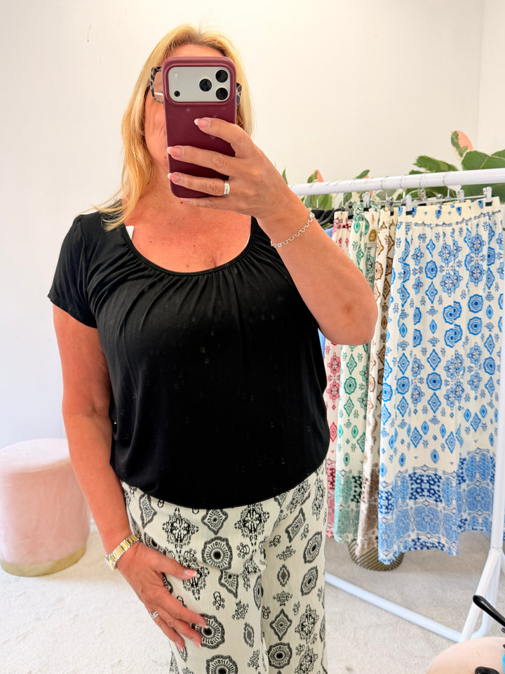 Ladies Easy to Wear Bubble Summer Top black