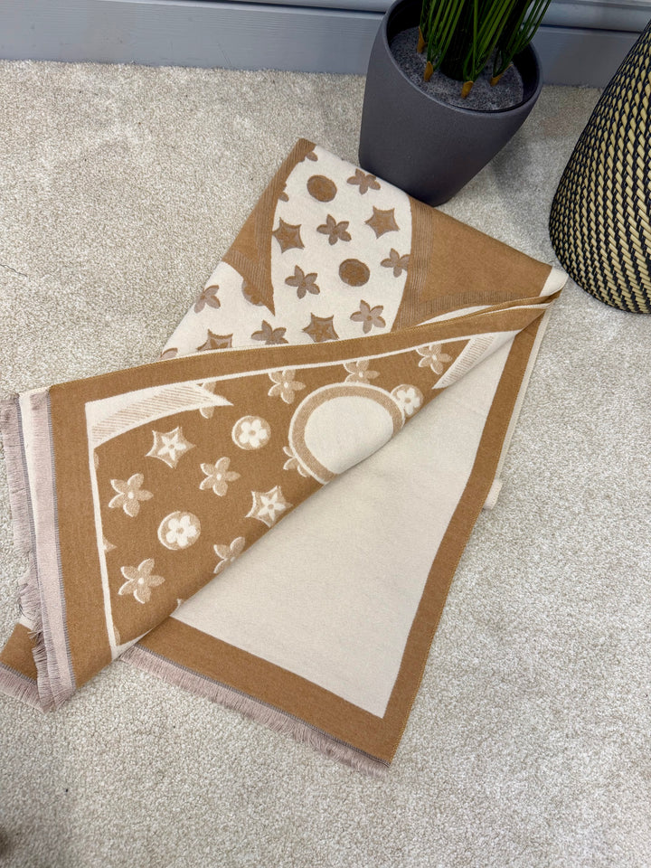 LADIES INSPIRED FASHION SCARF - BEIGE, BLACK, CAMEL, CREAM