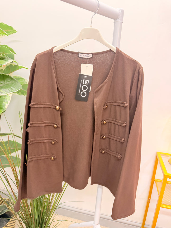 Ladies Fashion Military Jacket - Khaki, Black & Brown