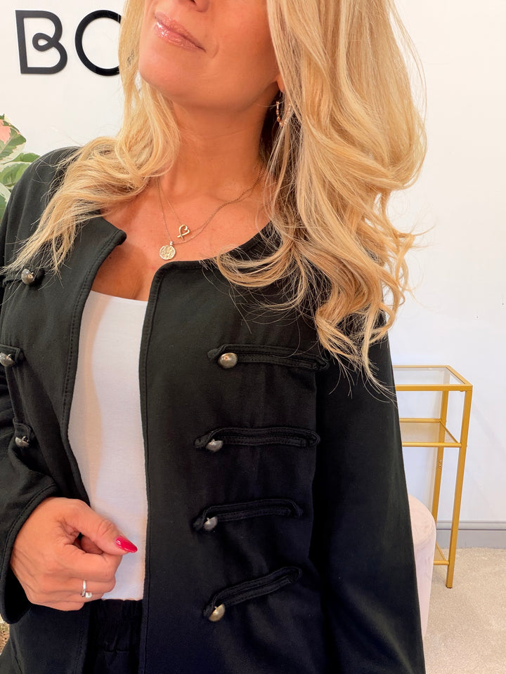 Ladies Fashion Military Jacket - Khaki, Black & Brown