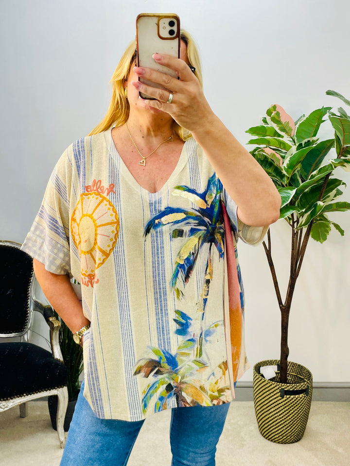 LADIES LOOSE FIT OVERSIZE LUREX SUMMER AMALFI TOP