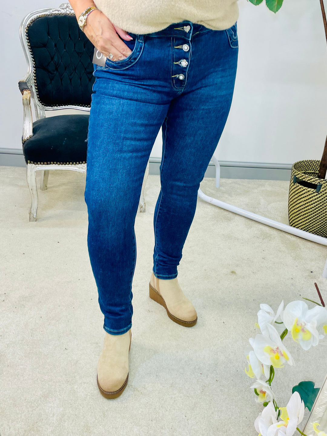 LADIES BLUE DENIM SKINNY JEANS - SIZES 10, 12, 14, 16, 18, 20