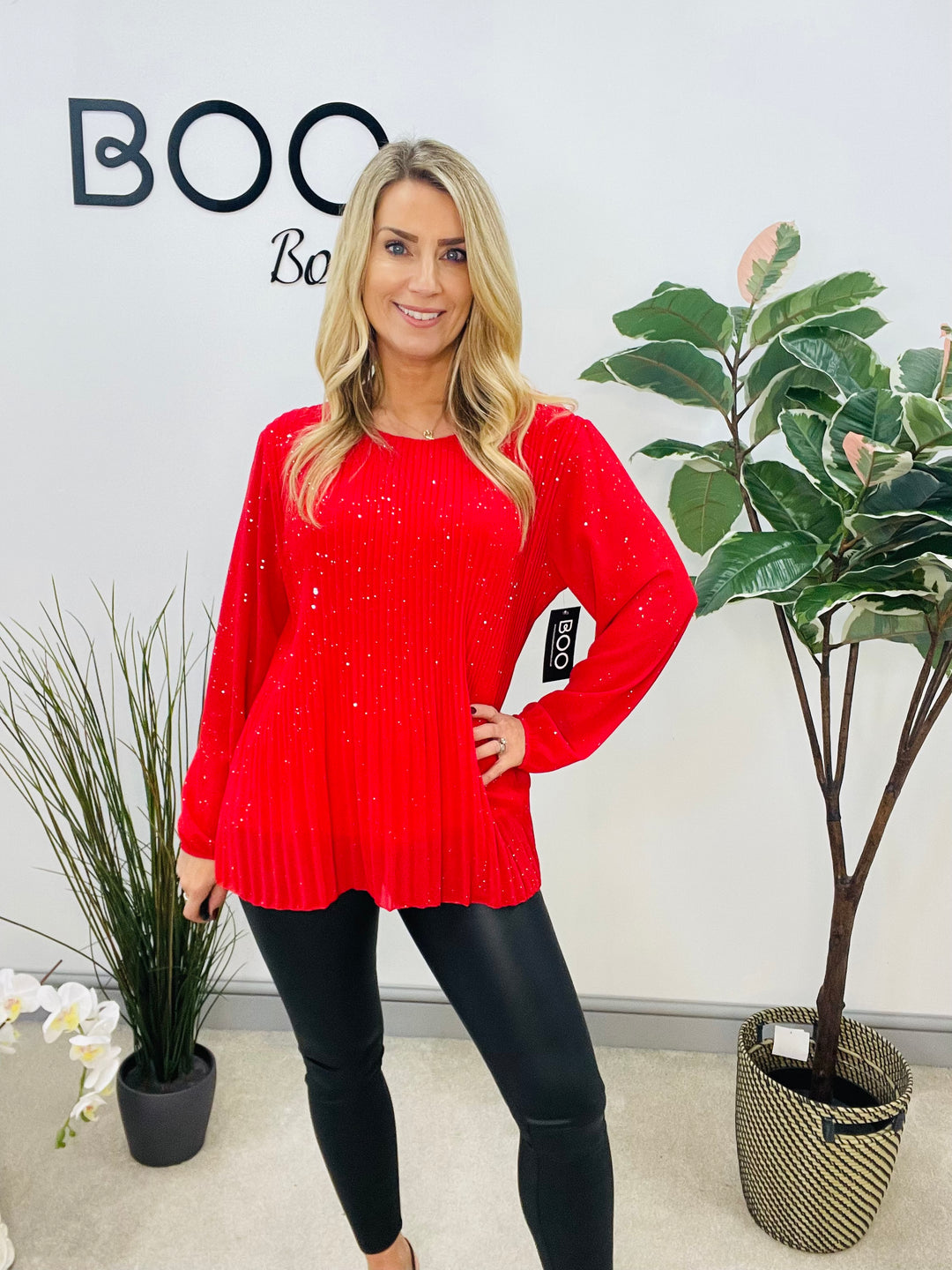 LADIES CHIFFON PLEATED TOP - BLACK, BROWN, WHITE, RED, WINE