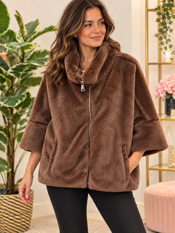 The BLISS faux fur cape jacket - 2 colours