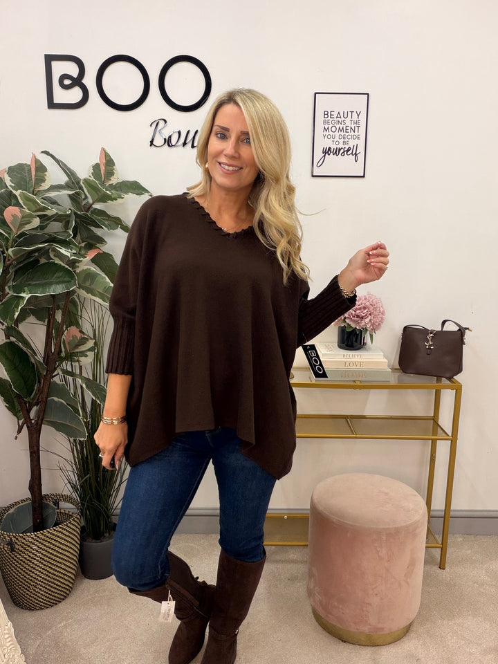Ladies Fashion Oversize Slouch Jumper - Pink, Black, Beige & Brown