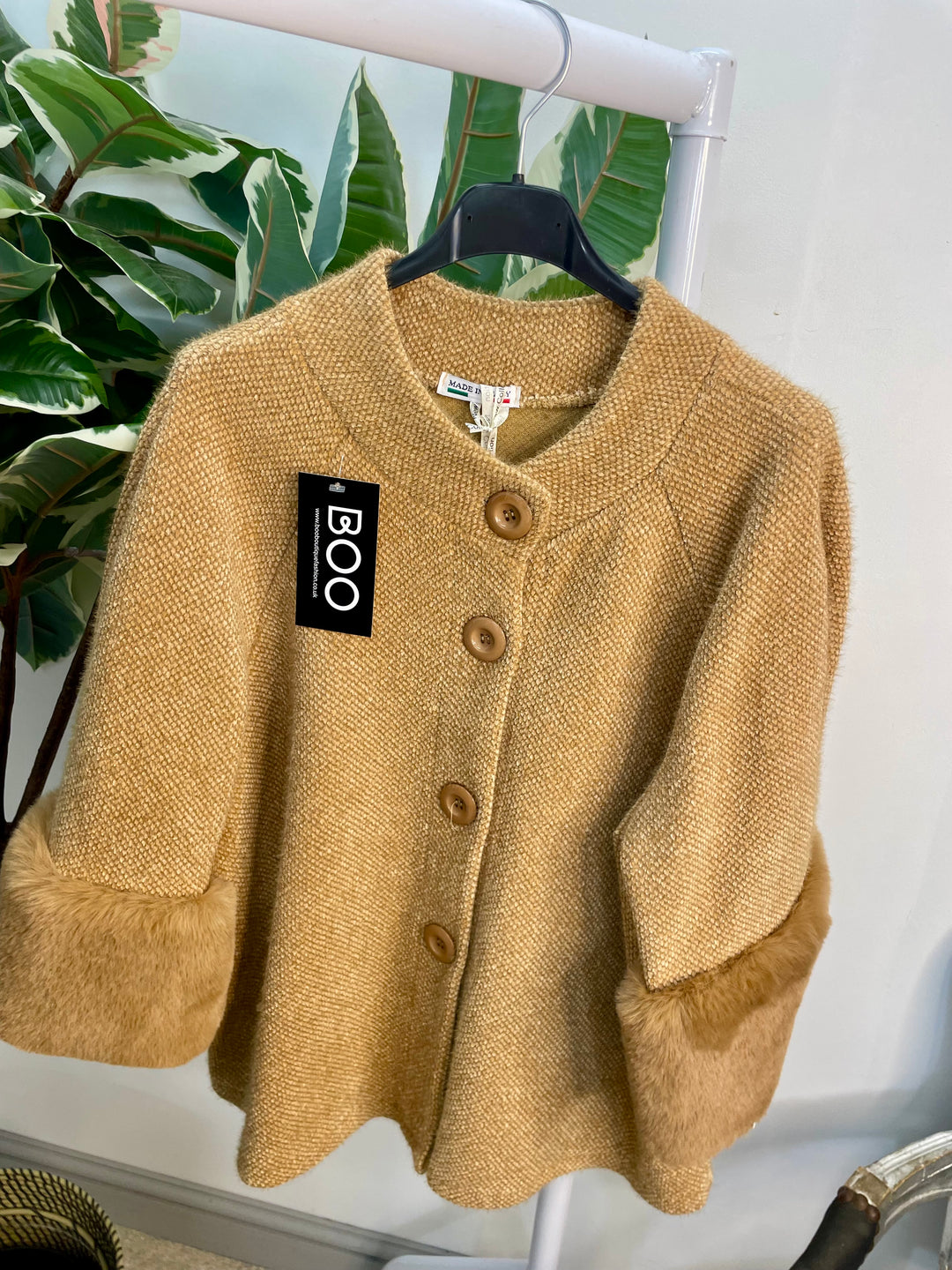 LADIES BOLERO FAUX FUR CARDIGAN JACKET - BLACK, CREAM, CAMEL, KHAKI & BROWN