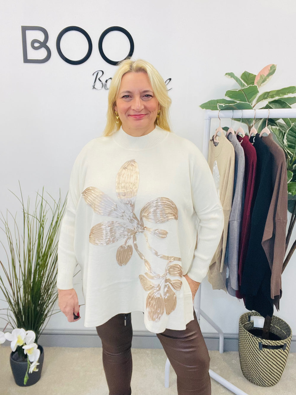 LADIES OVERSIZE LOOSE FIT JUMPER SWEATER  CREAM