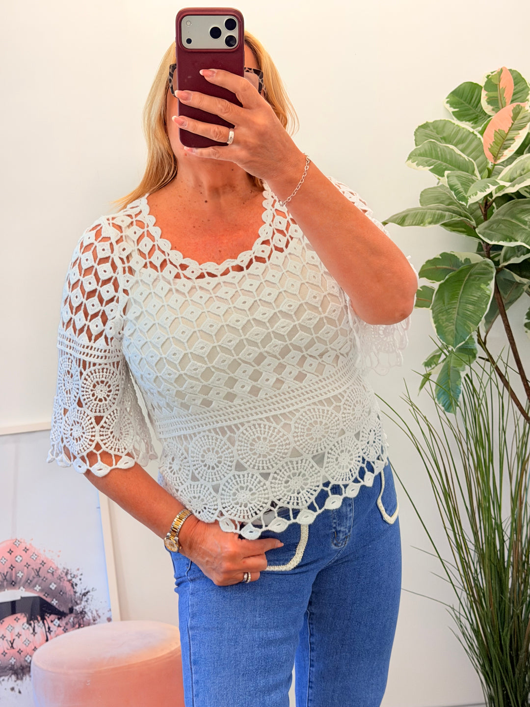 Ladies Crochet Summer Top - Pink, White, Turquoise, Blue, Lemon & Orange