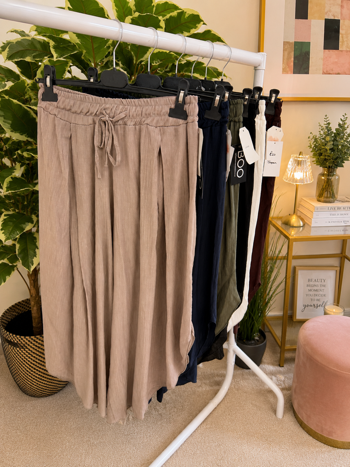 Ladies Loose Fit Harem Trousers - Black, Khaki, White, Brown, Navy & Mocha