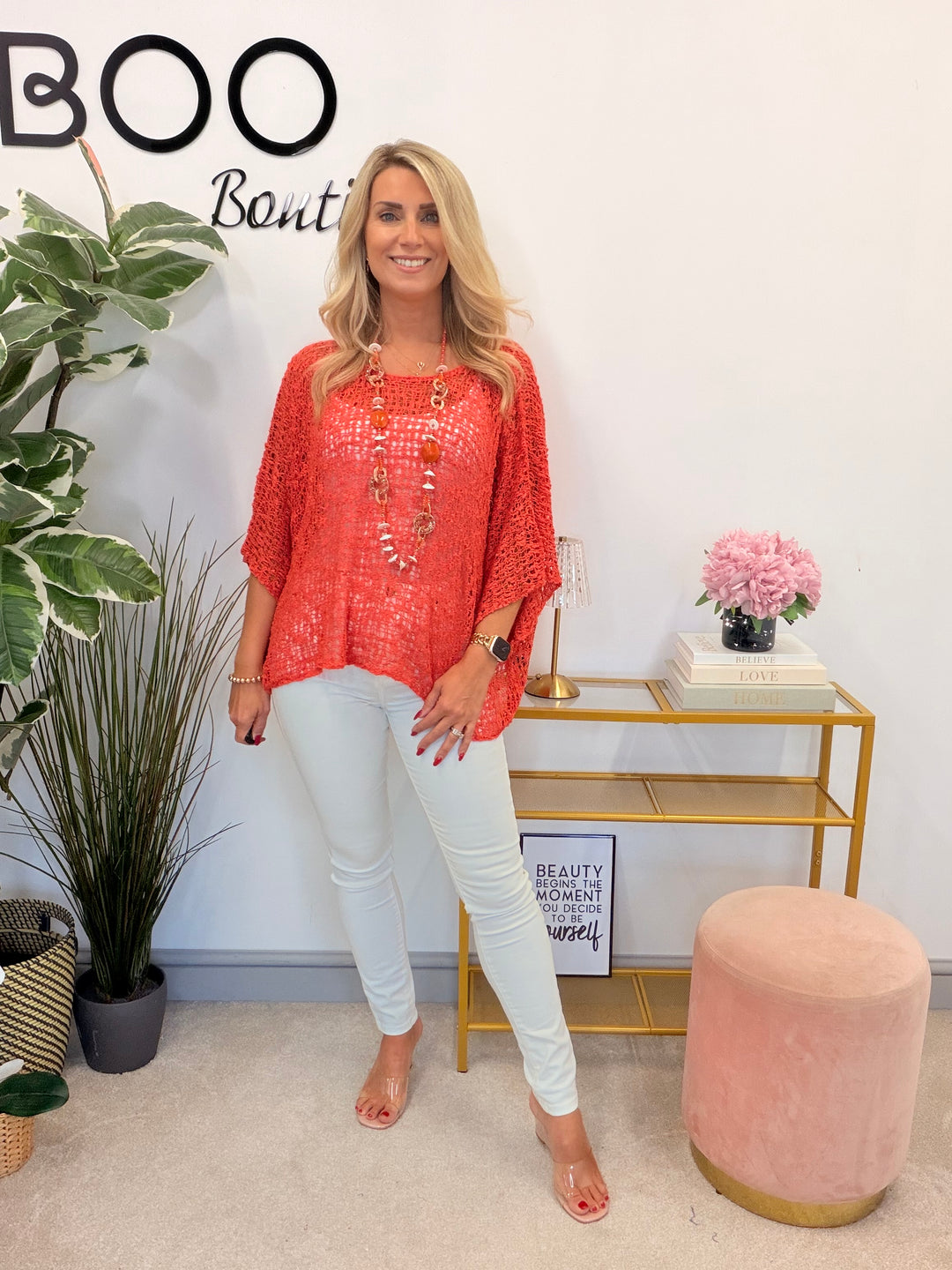 Ladies Oversize Crochet Poncho Top - Lime, White, Blue, Pink & Orange