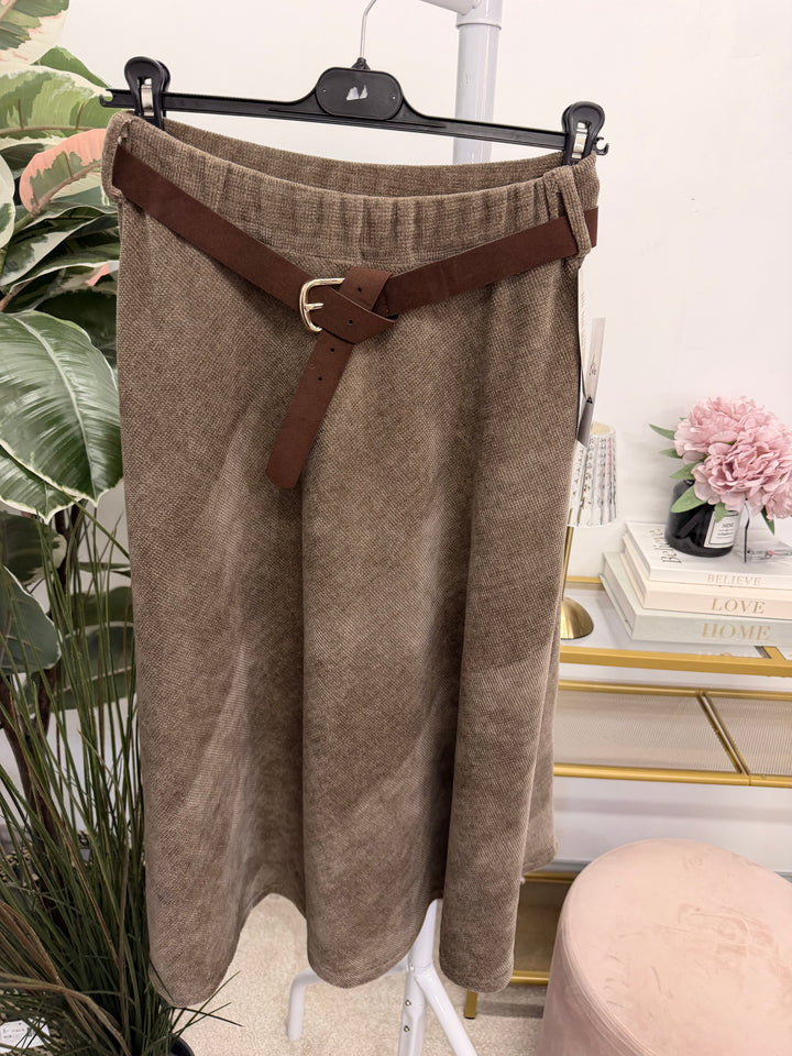 Ladies Corduroy A Line Skirt - Khaki, Black, Mocha, Rust & Brown