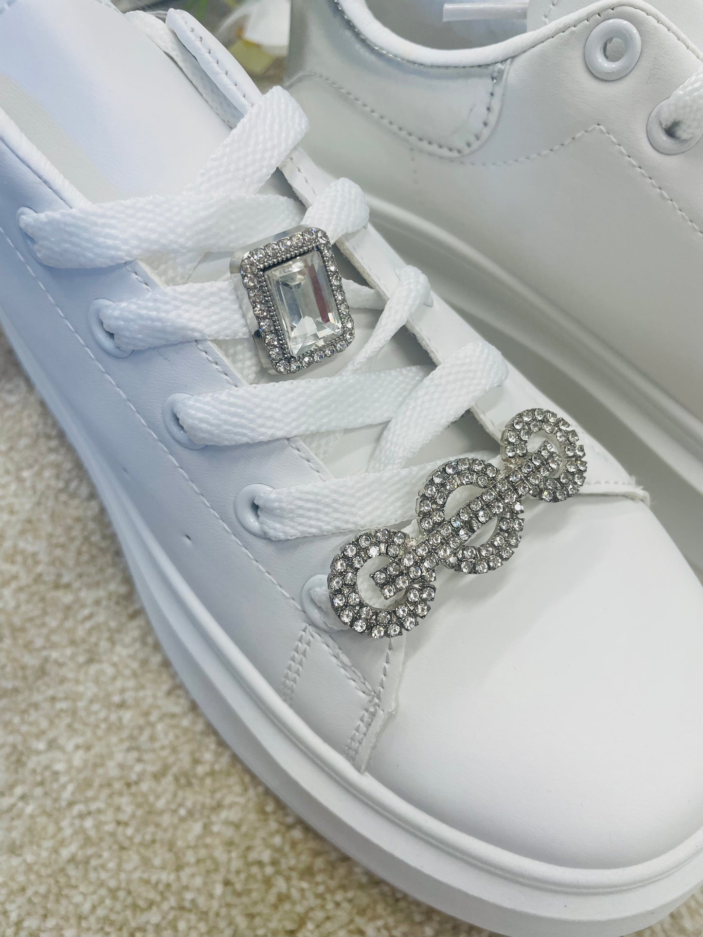 WHITE BLING TRAINERS ( 218 )