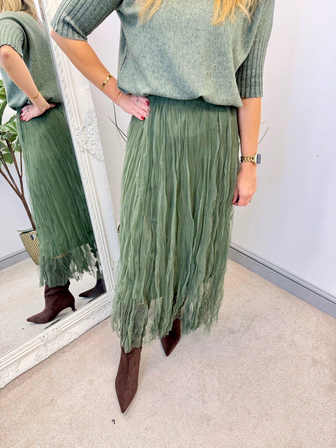 LADIES NET FAIRY MAXI SKIRT - BLACK, BERRY, KHAKI, BEIGE & PINK