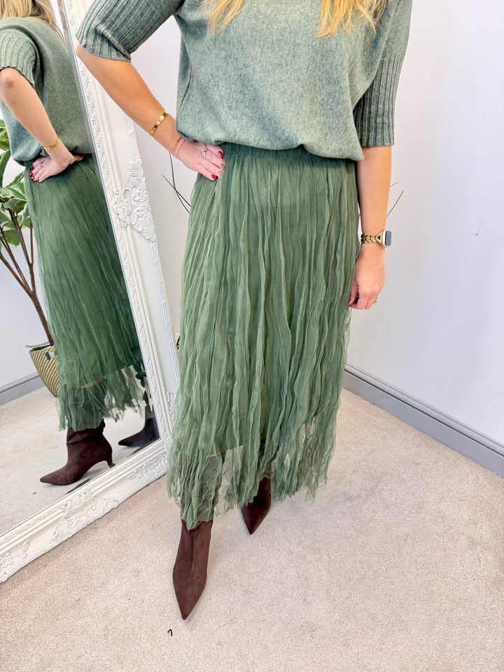 LADIES NET FAIRY MAXI SKIRT - BLACK, BERRY, KHAKI, BEIGE & PINK