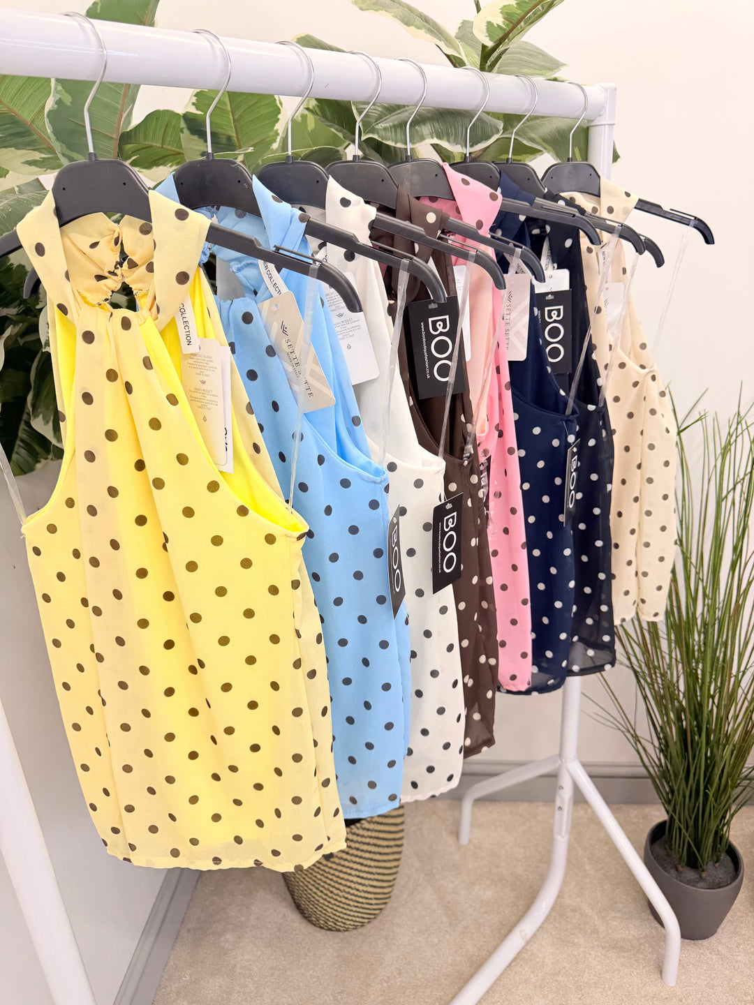 Ladies Fashion Polka Dot High Neck Top 