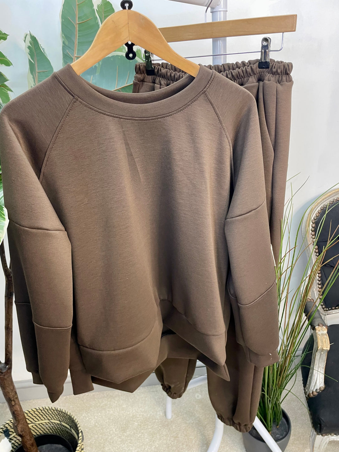 LADIES SCUBA JOGGER TROUSER CO ORD SET - BLACK, NAVY, MOCHA, BROWN