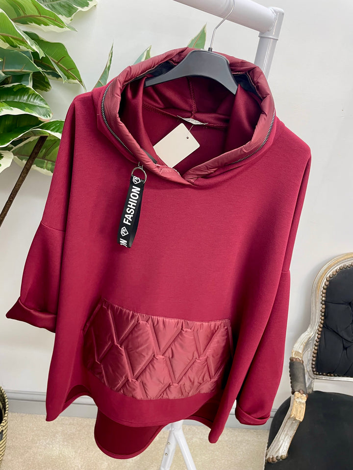 LADIES SCUBA HOODIE TOP - BLACK, NAVY, BURGUNDY, KHAKI
