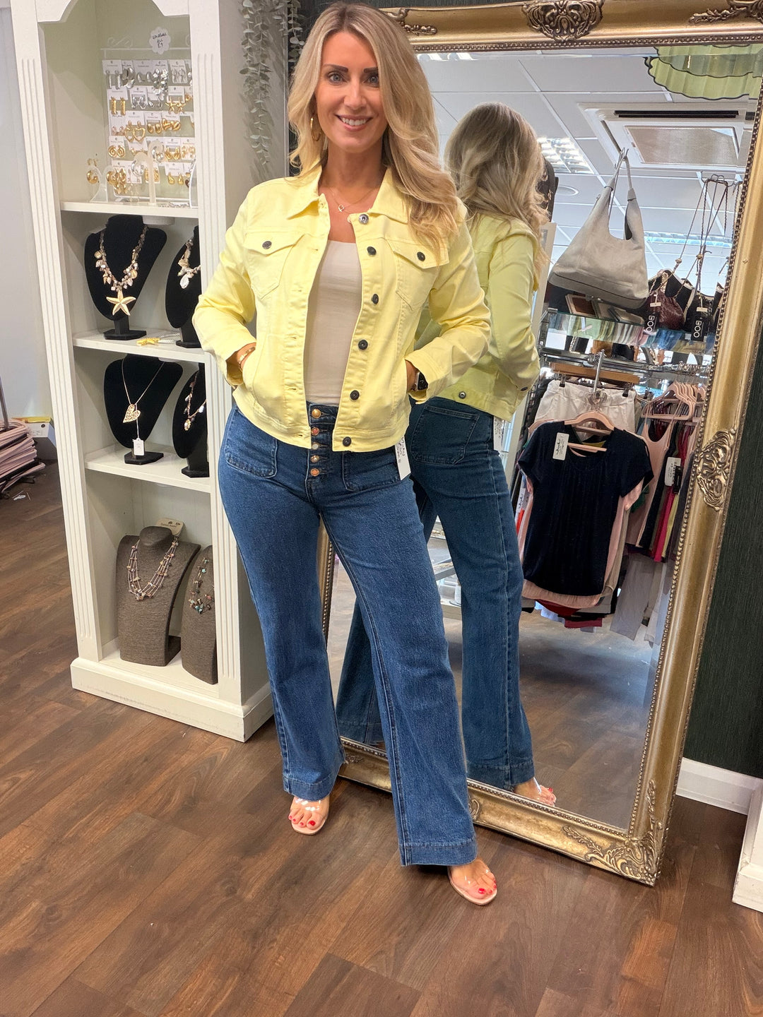 Ladies Lemon Yellow Denim Jacket