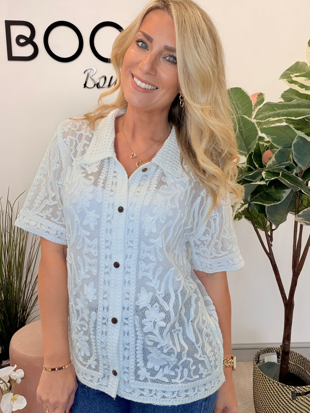 Ladies Lacy White Cardigan Top