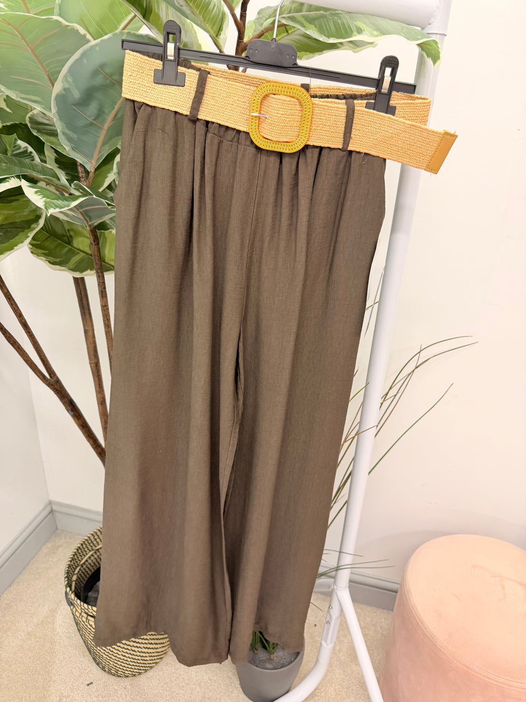 Ladies Fashion Wide Leg Trousers chocolate brown