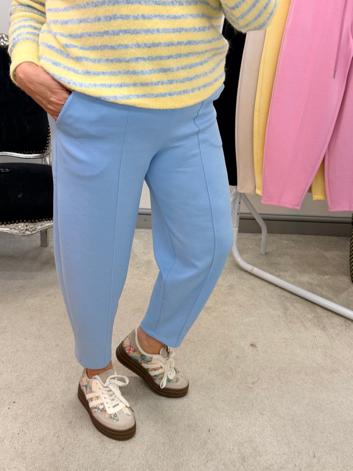 Ladies Fashion Carrot Leg Trousers - beige, pink, blue, black & lemon