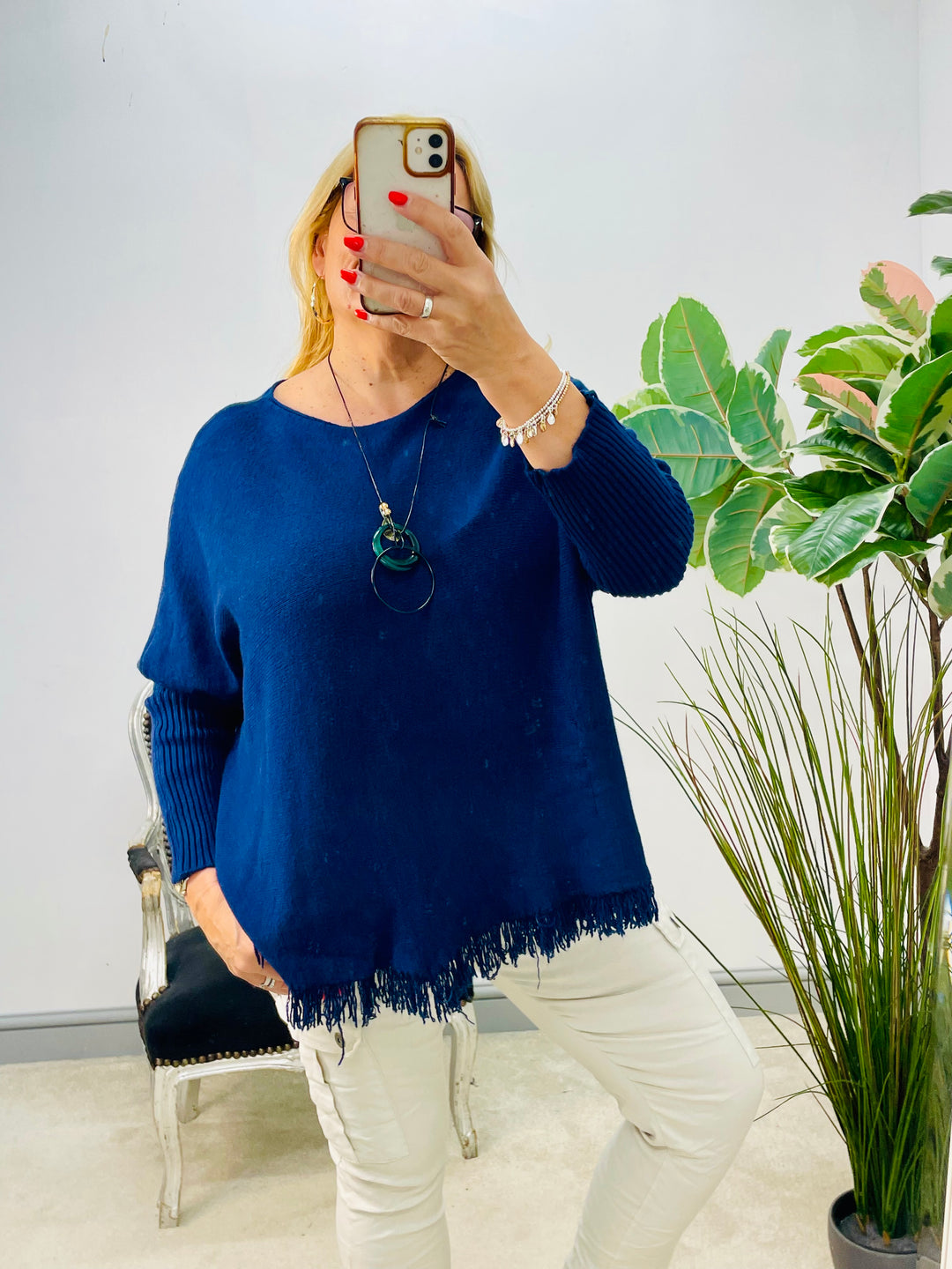 LADIES SOFT KNIT LOOSE FIT JUMPER - 11 COLOURS NAVY