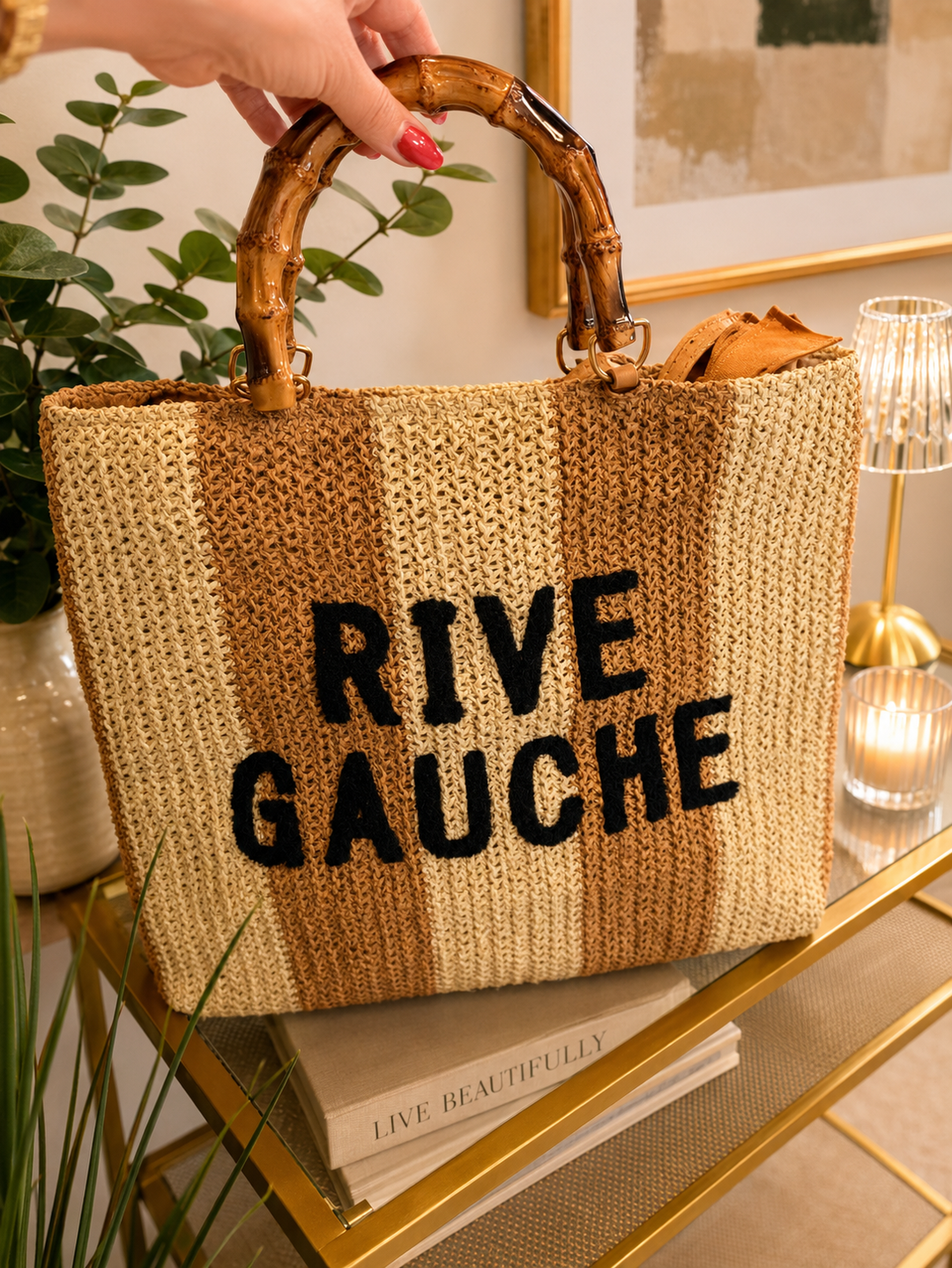Ladies Woven Large Tote Beach Bag