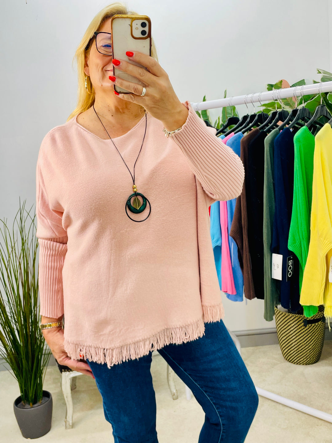 LADIES SOFT KNIT LOOSE FIT JUMPER - 11 COLOURS BABY PINK