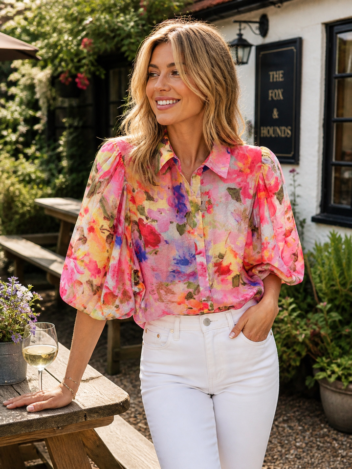 Ladies Fashion Colourful Tie Dye Blouse Shirt