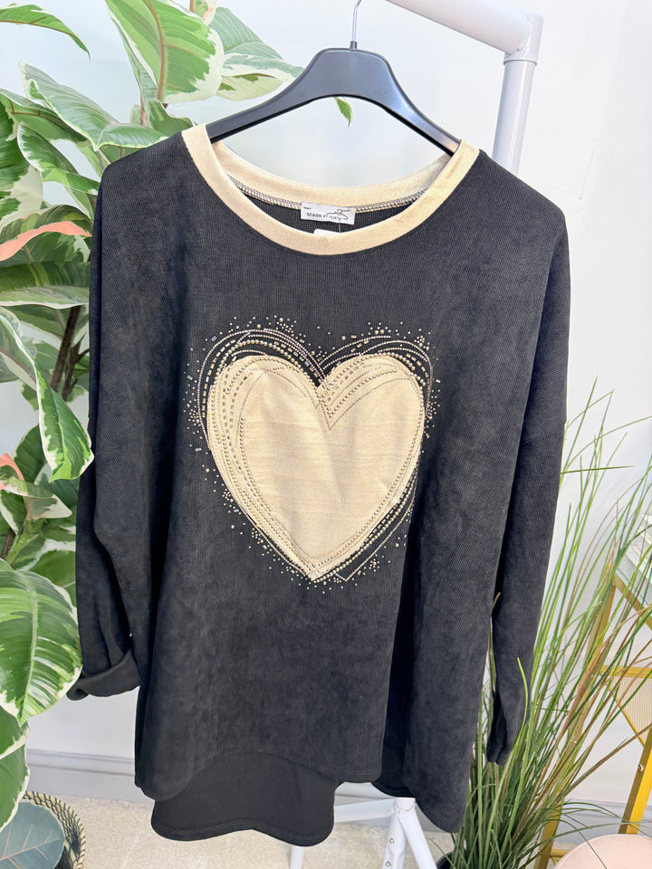The WENDY cord oversize heart motif top - 4 colours