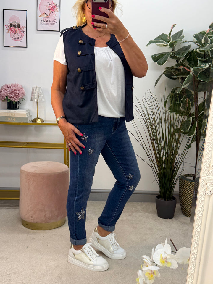 Ladies Fashion Stretch Diamante Denim Jeans