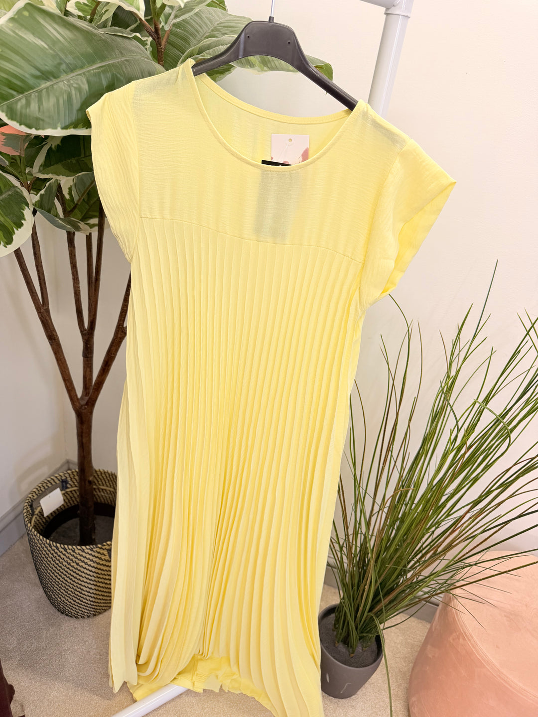 Ladies Fashion Pleated Maxi Dress - Black, Navy, Red, Lemon, Pink, Raspberry