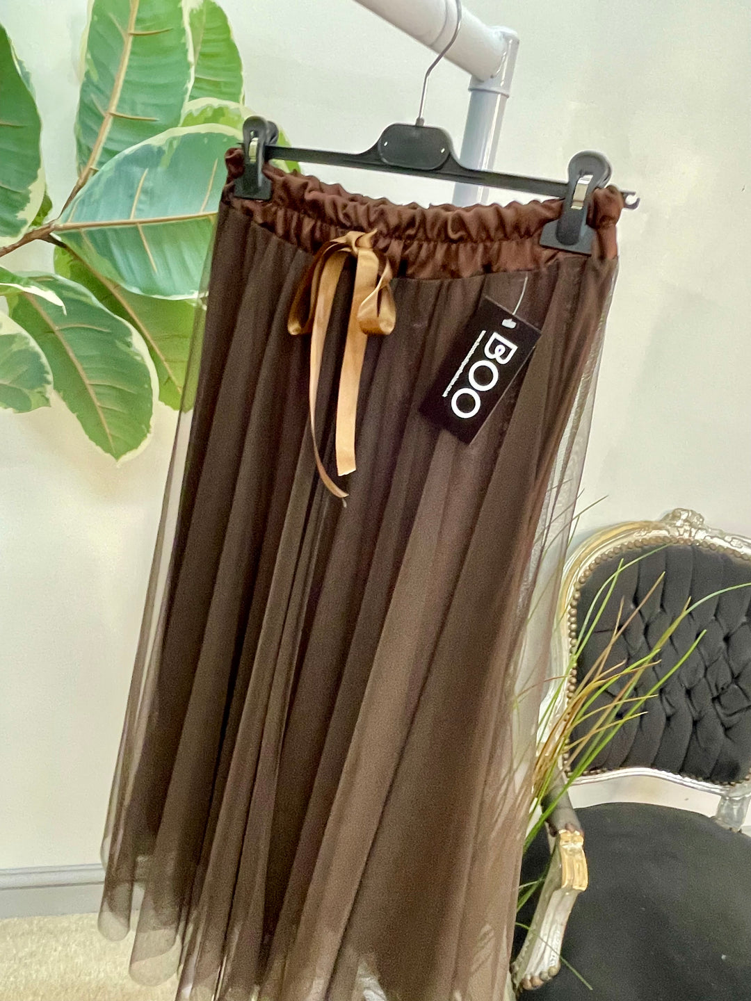 LADIES NET FAIRY MAXI SKIRT - RUST, BLACK, BROWN, BERRY