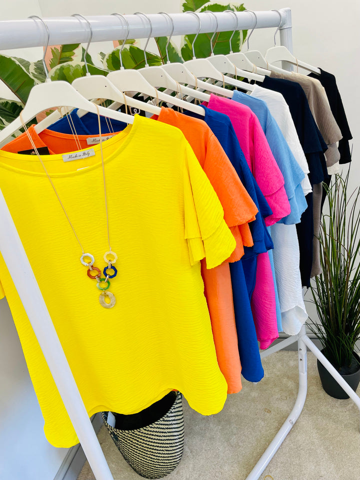 LADIES FRILL SHORT SLEEVE SUMMER TOP