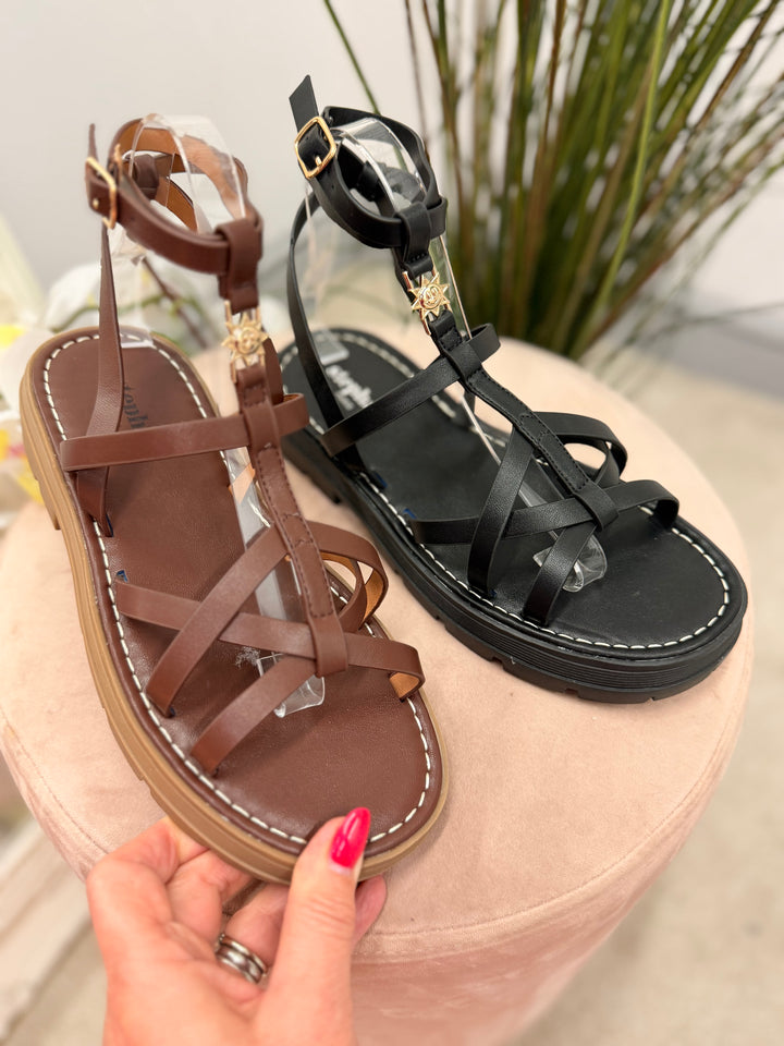 FLATFORM GLADIATOR SANDALS ( TH16 ) - black and brown