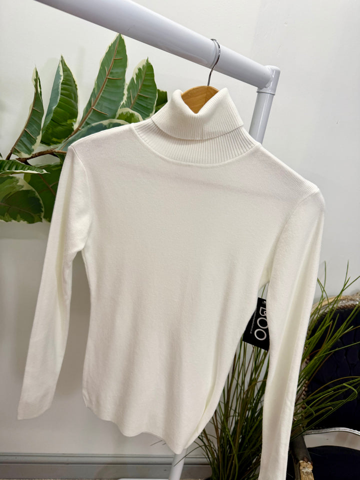 LADIES FASHION ROLL NECK JUMPER - BLACK, WHITE, LEMON, PINK, BLUE, BROWN & BEIGE