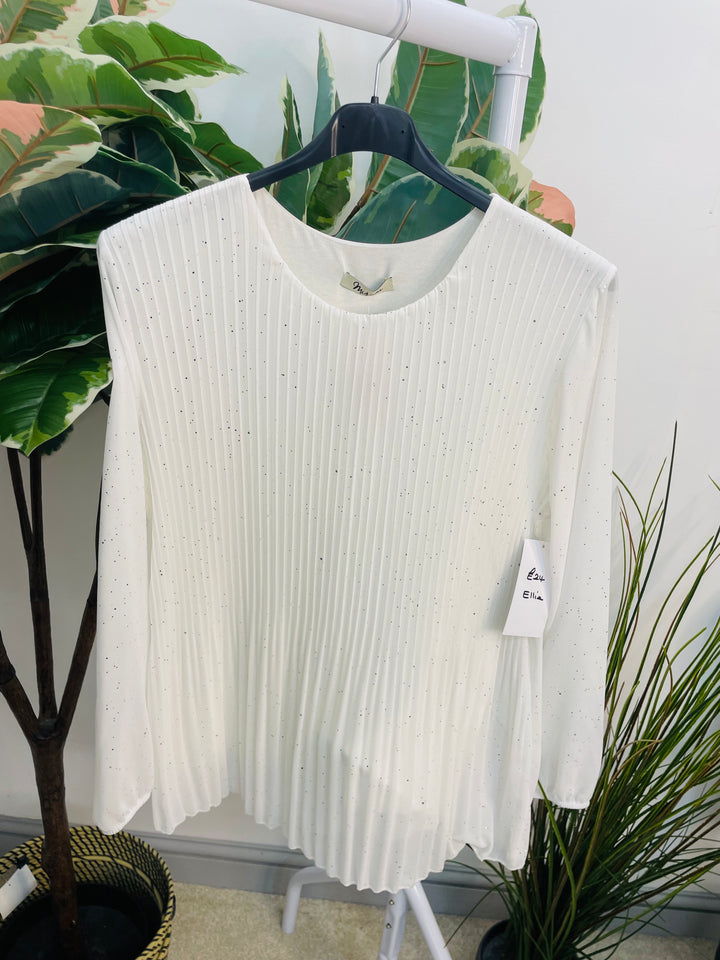 LADIES CHIFFON PLEATED TOP - BLACK, BROWN, WHITE, RED, WINE