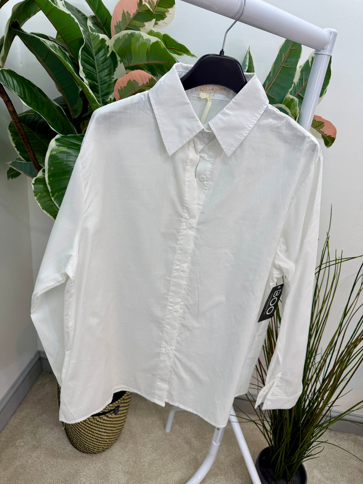 LADIES FASHION WHITE COTTON CRISP SHIRT