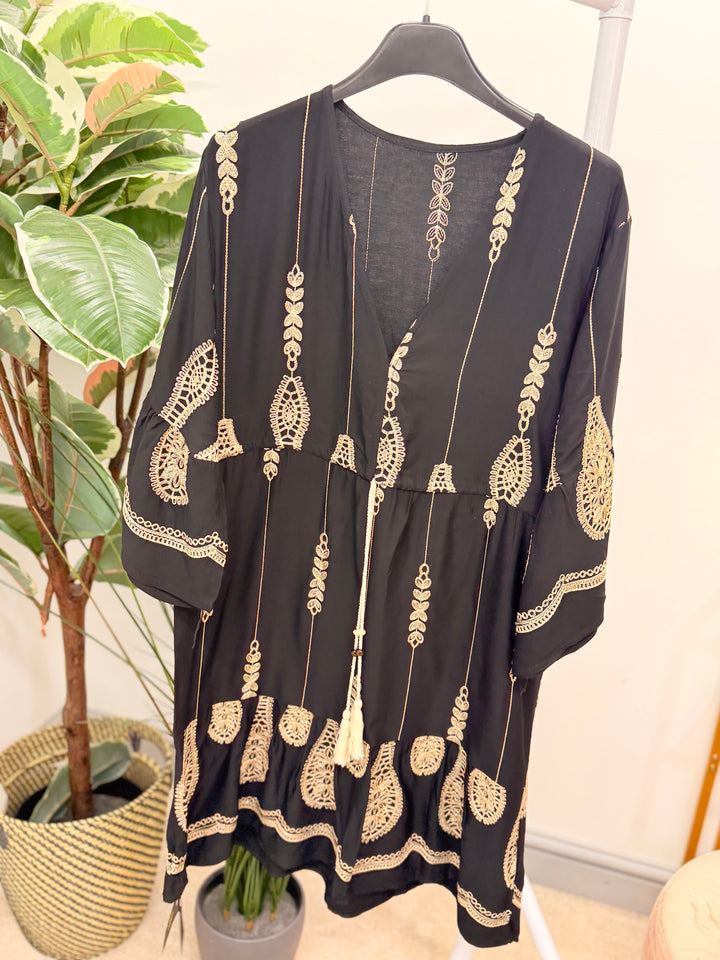 Ladies Summer Black Beach Holiday Dress