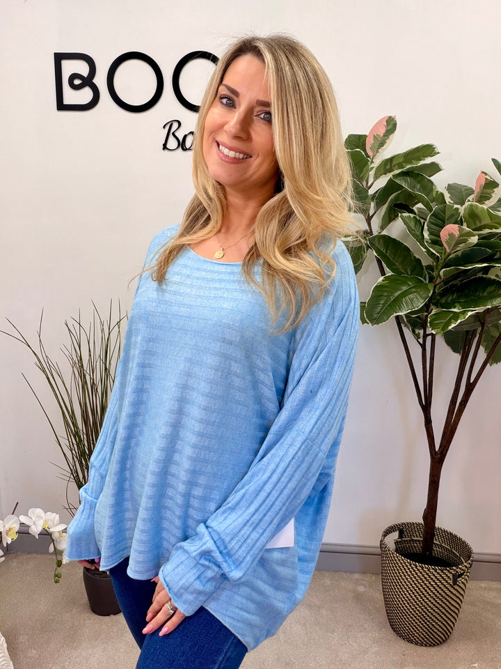 LADIES FINE KNIT LOOSE FIT TOP - MINT, BLUE, YELLOW, WHITE, PINK, MOCHA