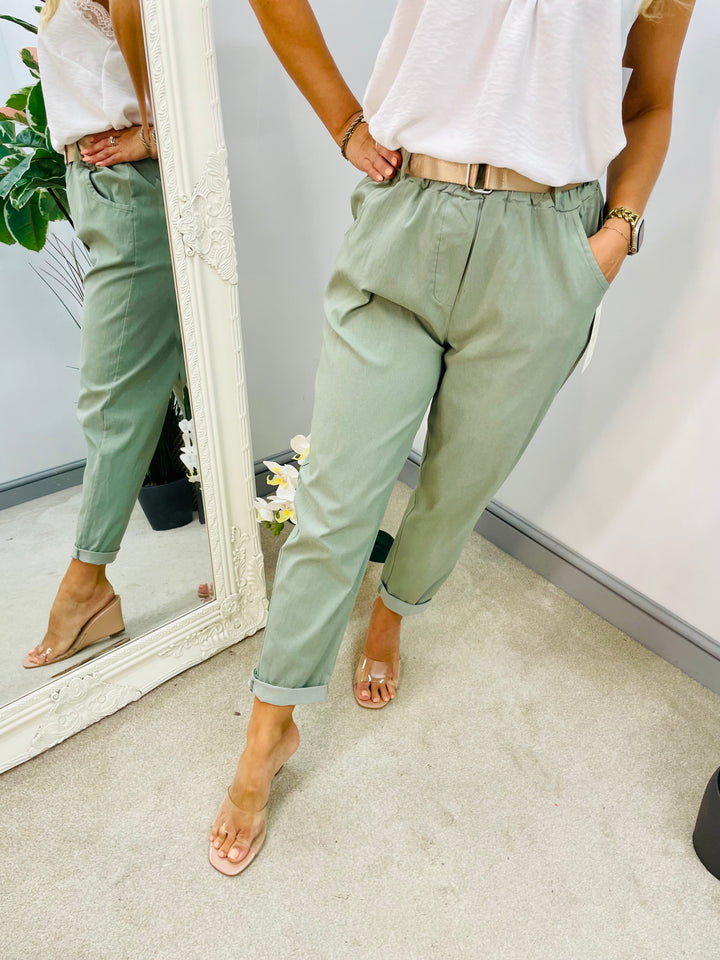 LADIES STRETCH CASUAL MAGIC TROUSERS - BROWN, KHAKI, BEIGE, TAUPE & BLACK