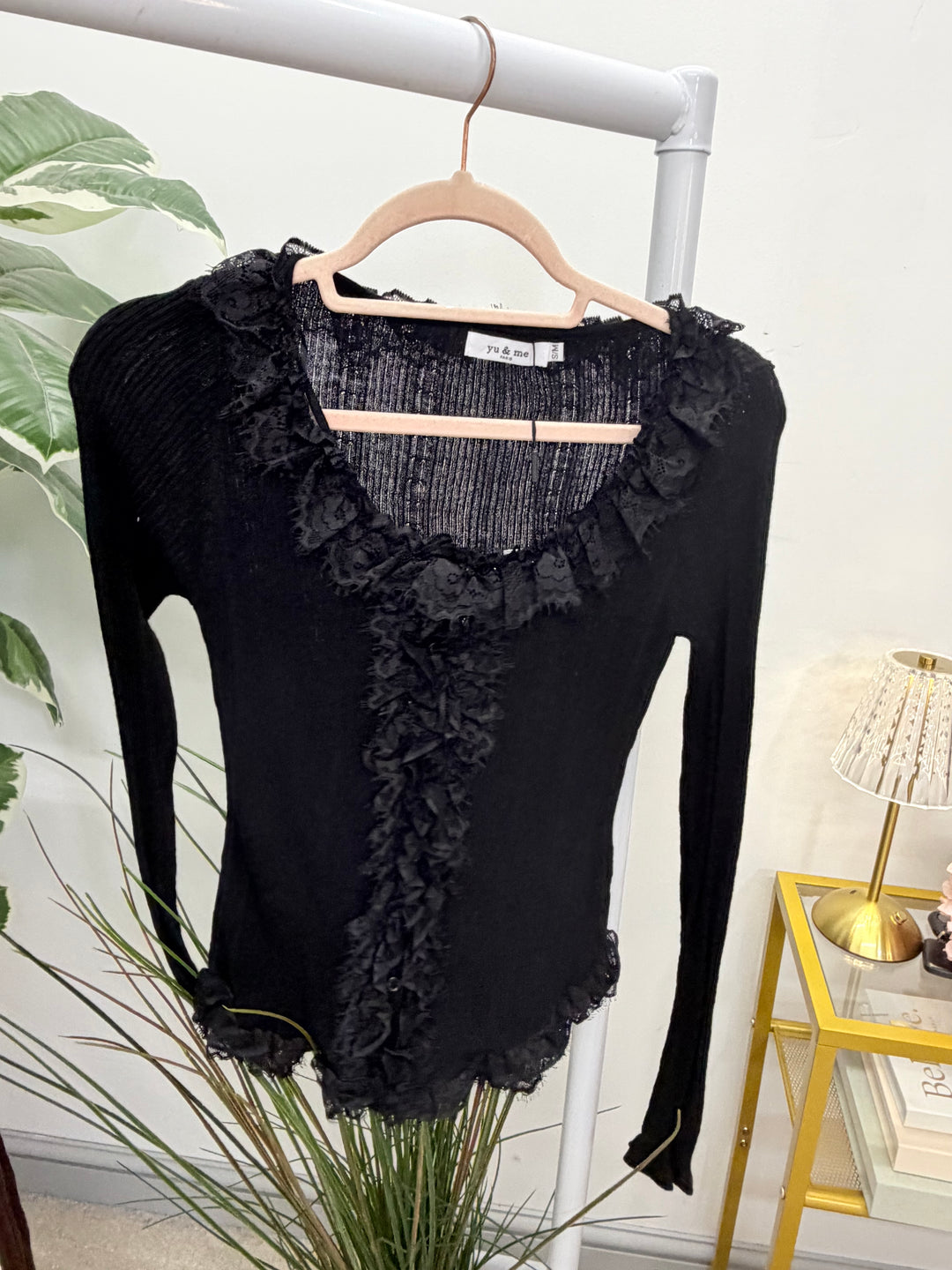 Ladies Fashion Fitted Frill Cardigan Top - Black, White, Brown & Wine
